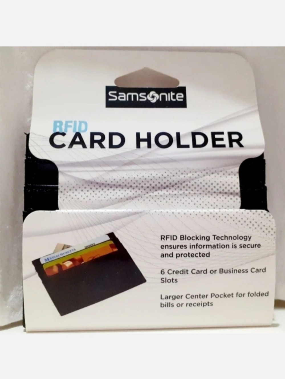 NEW Samsonite Black RFID 6 Card Slots Holder (Travel Minimalist Wallet), Unisex